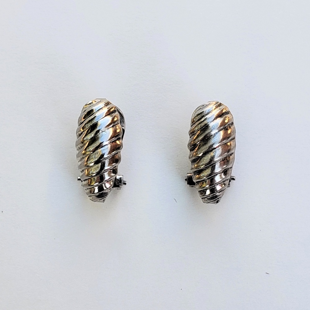 Vintage Silver Metal Post Lever-back Earrings